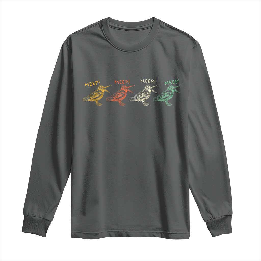 Meep Woodcock Long Sleeve Shirt Retro Timberdoodle Wildlife TS14 Dark Heather Print Your Wear