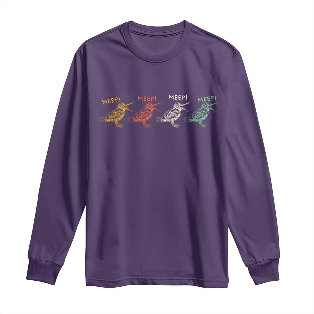Meep Woodcock Long Sleeve Shirt Retro Timberdoodle Wildlife TS14 Purple Print Your Wear