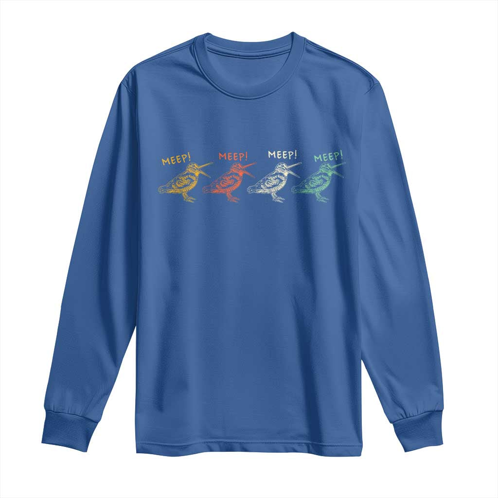 Meep Woodcock Long Sleeve Shirt Retro Timberdoodle Wildlife TS14 Royal Blue Print Your Wear