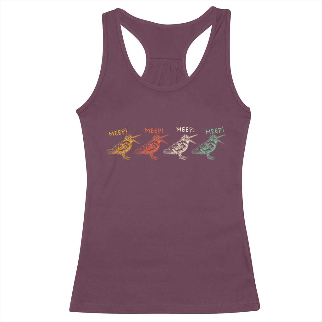 Meep Woodcock Racerback Tank Top Retro Timberdoodle Wildlife TS14 Maroon Print Your Wear