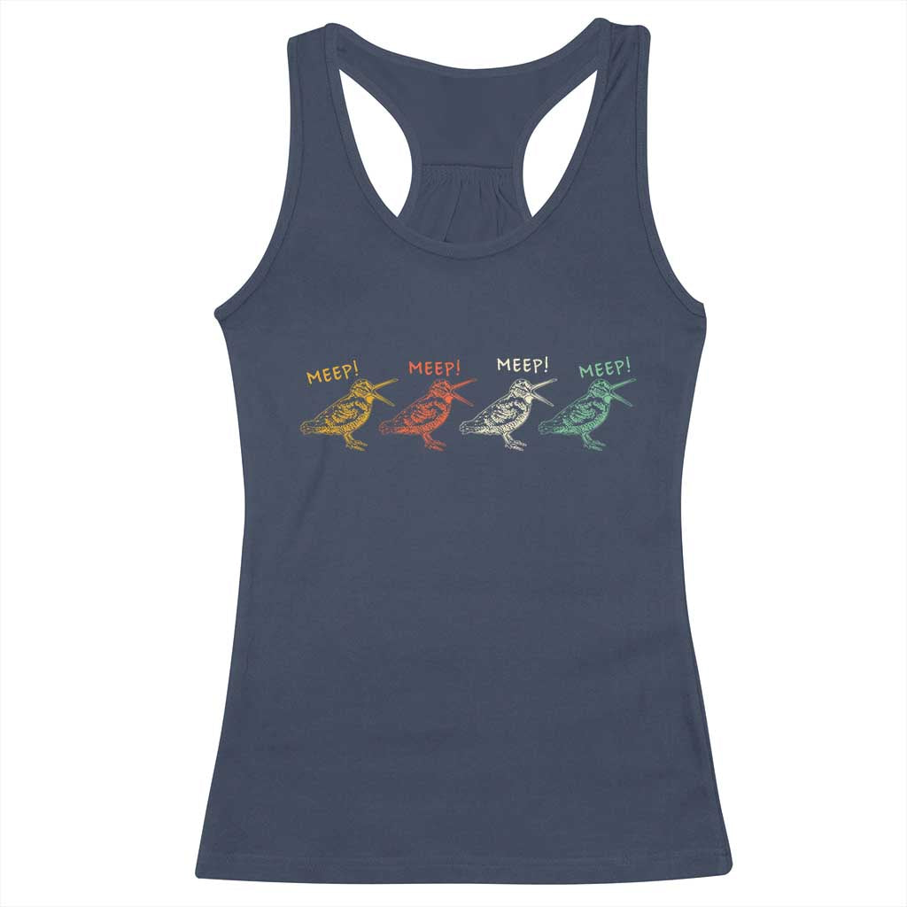 Meep Woodcock Racerback Tank Top Retro Timberdoodle Wildlife TS14 Navy Print Your Wear