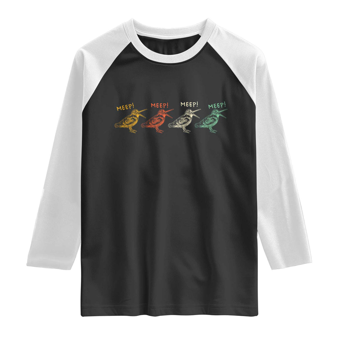 Meep Woodcock Raglan Shirt Retro Timberdoodle Wildlife TS14 Black White Print Your Wear