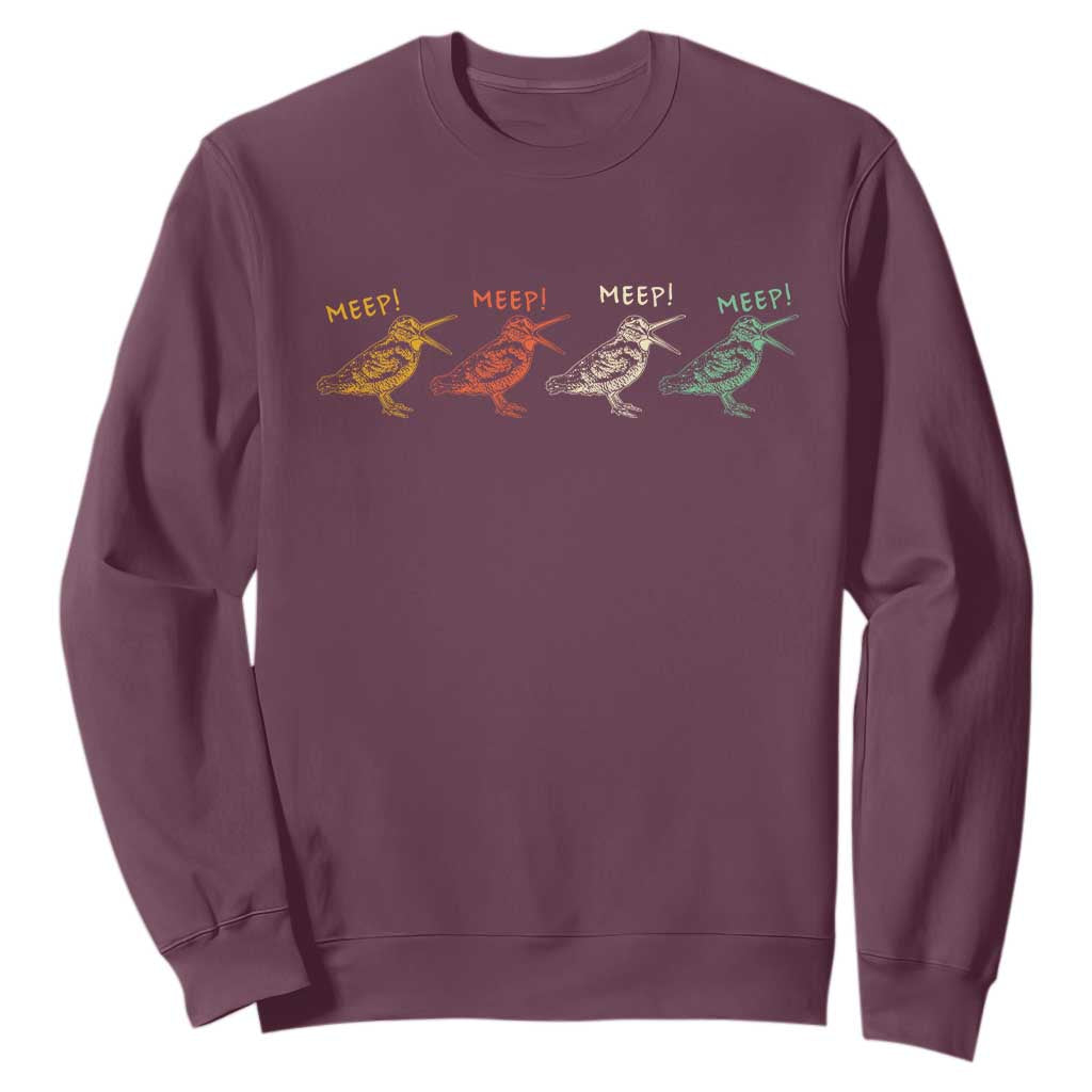 Meep Woodcock Sweatshirt Retro Timberdoodle Wildlife TS14 Maroon Print Your Wear