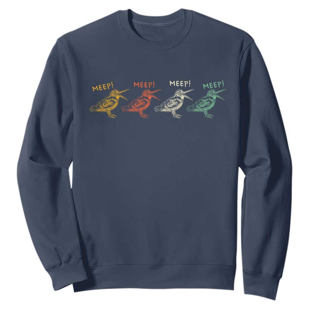Meep Woodcock Sweatshirt Retro Timberdoodle Wildlife TS14 Navy Print Your Wear