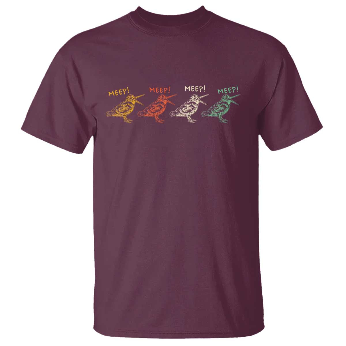 Meep Woodcock T Shirt Retro Timberdoodle Wildlife TS14 Maroon Print Your Wear