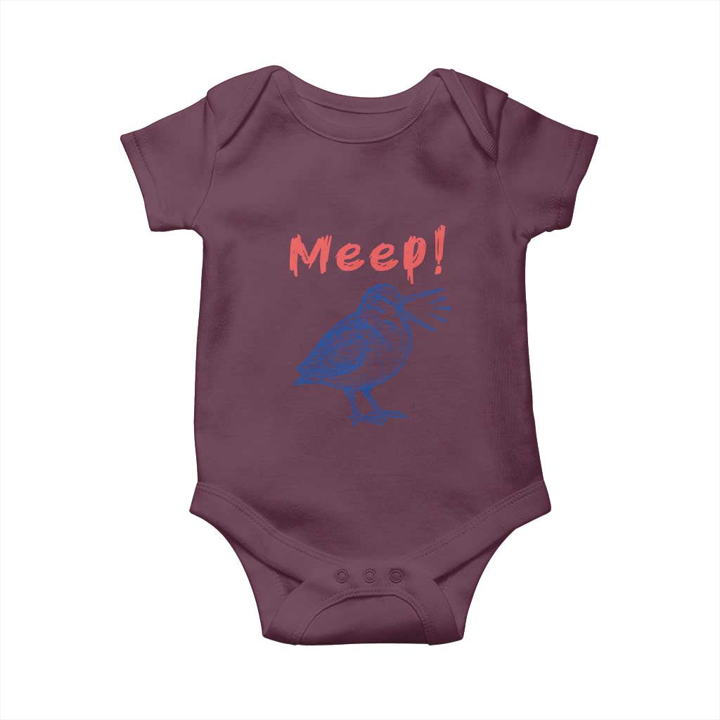 Meep Woodcock Baby Onesie Cute Bird Meme TS14 Maroon Print Your Wear