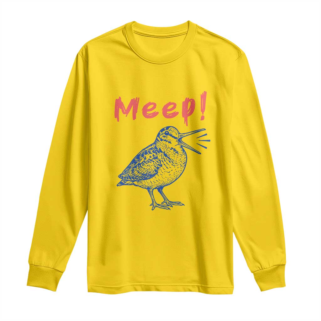 Meep Woodcock Long Sleeve Shirt Cute Bird Meme TS14 Daisy Print Your Wear