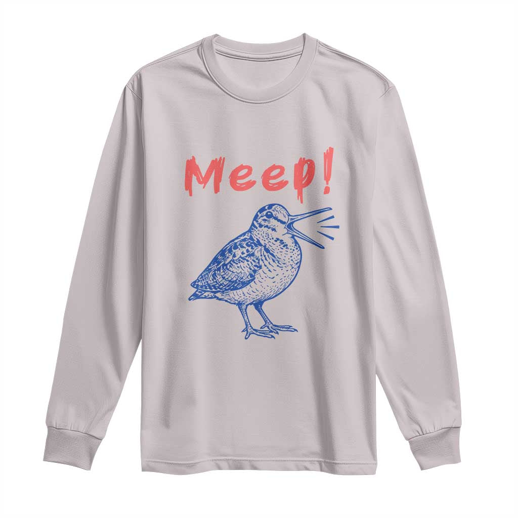 Meep Woodcock Long Sleeve Shirt Cute Bird Meme TS14 Ice Gray Print Your Wear