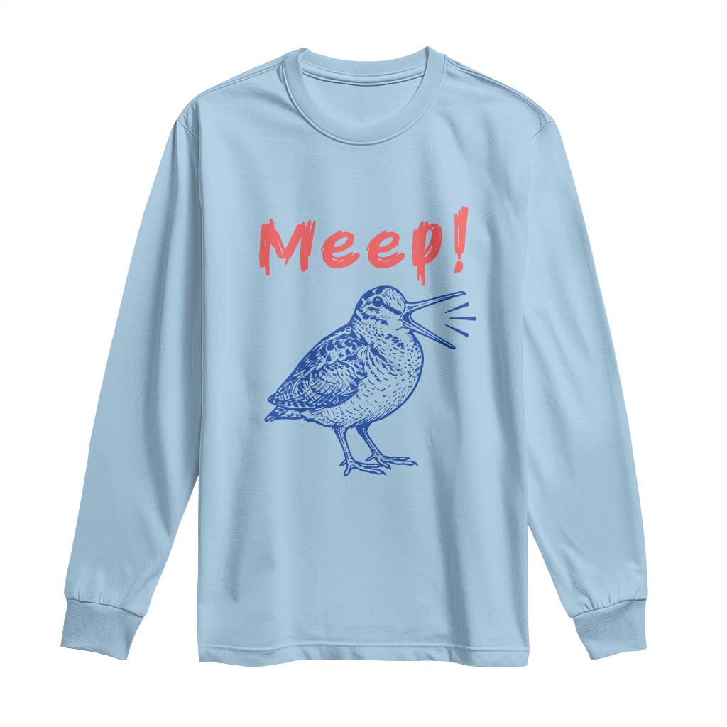 Meep Woodcock Long Sleeve Shirt Cute Bird Meme TS14 Light Blue Print Your Wear
