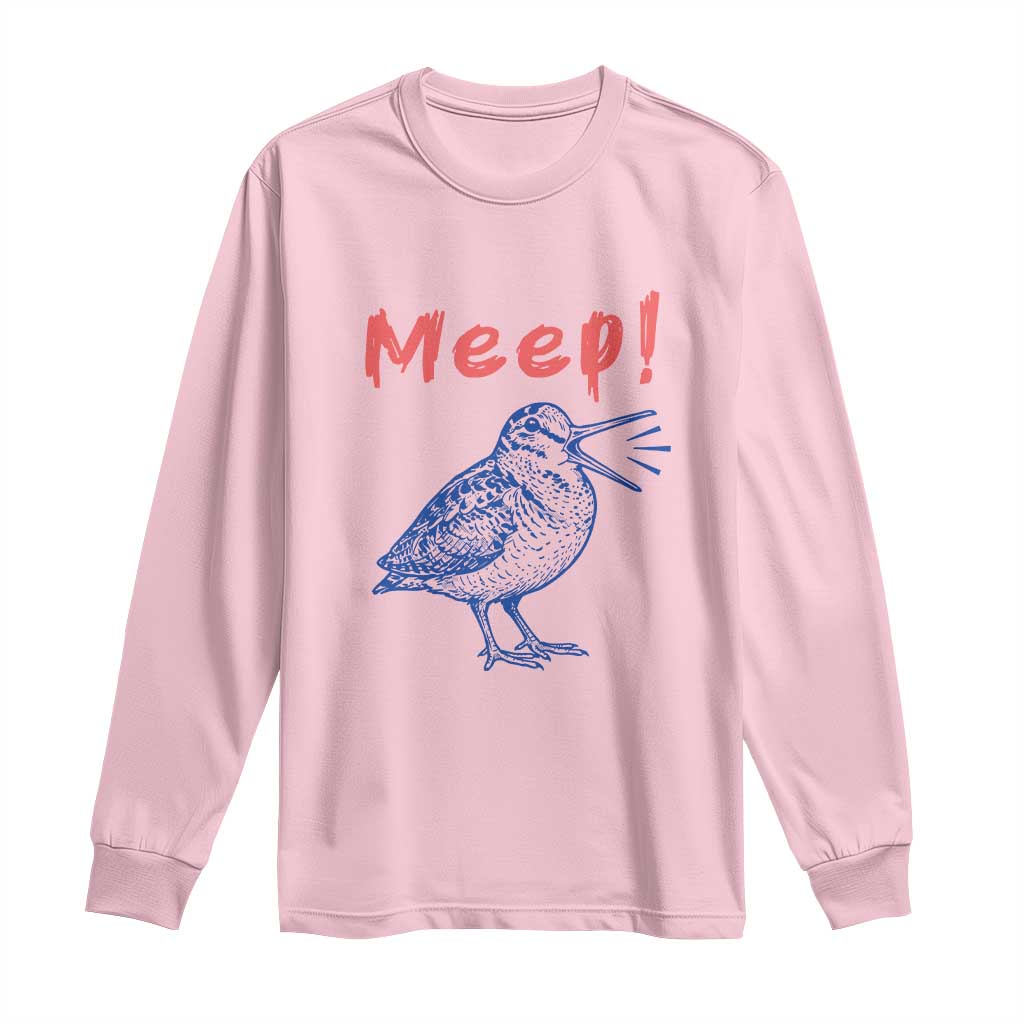Meep Woodcock Long Sleeve Shirt Cute Bird Meme TS14 Light Pink Print Your Wear