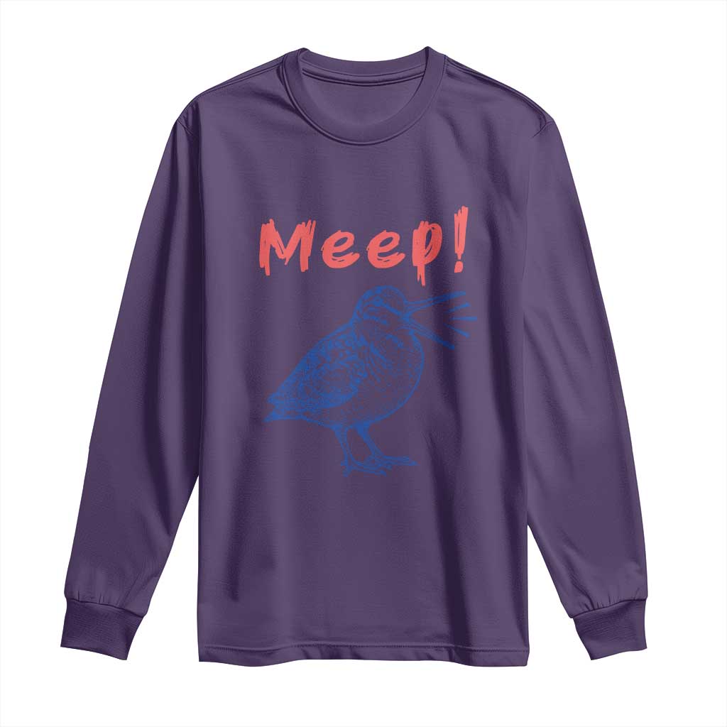 Meep Woodcock Long Sleeve Shirt Cute Bird Meme TS14 Purple Print Your Wear