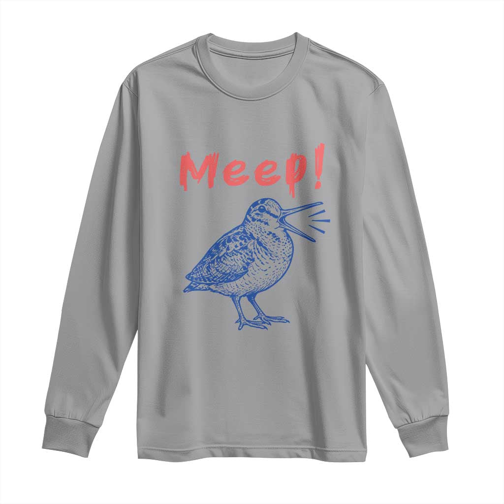 Meep Woodcock Long Sleeve Shirt Cute Bird Meme TS14 Sport Gray Print Your Wear