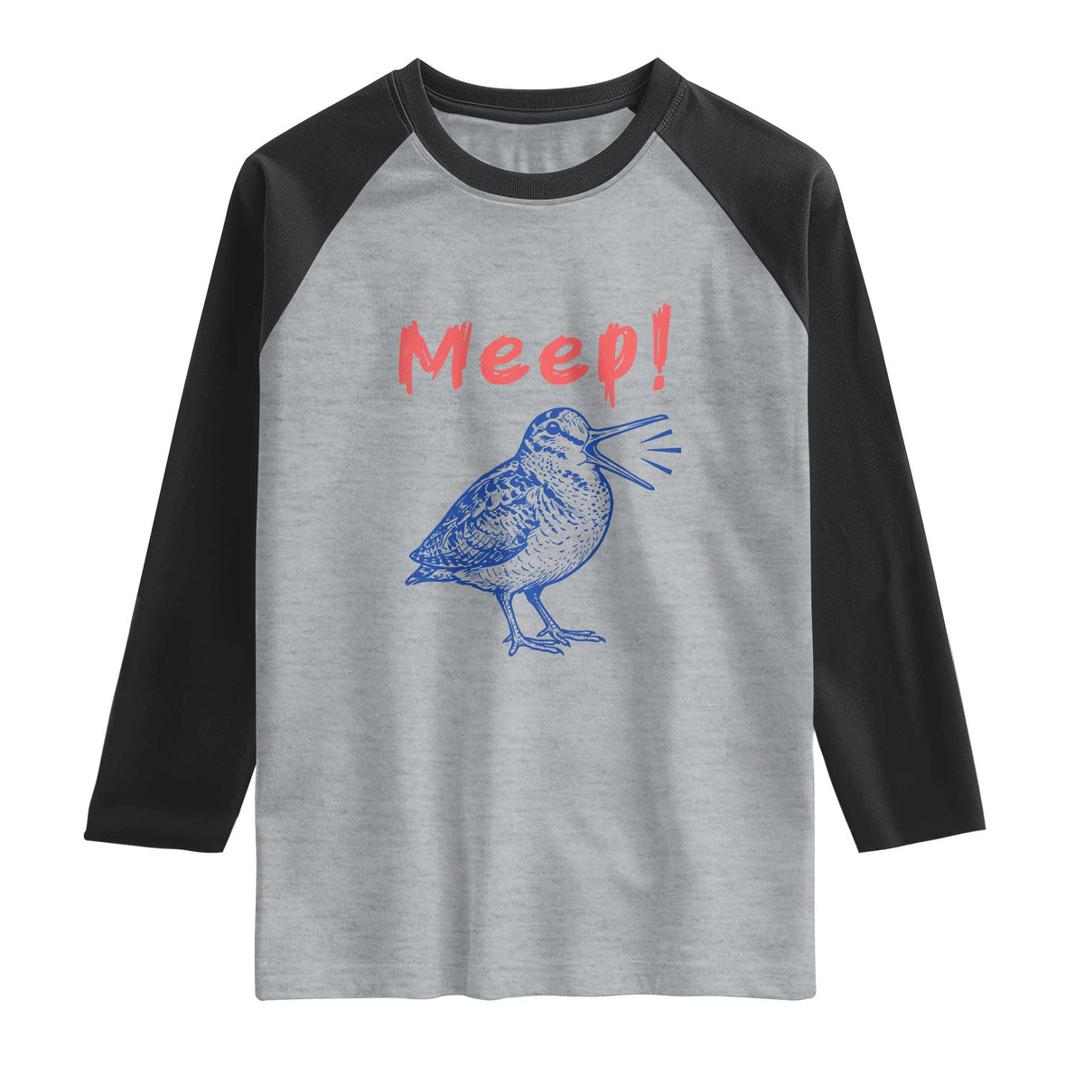 Meep Woodcock Raglan Shirt Cute Bird Meme TS14 Heather Gray Black Print Your Wear
