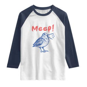 Meep Woodcock Raglan Shirt Cute Bird Meme TS14 White Navy Print Your Wear