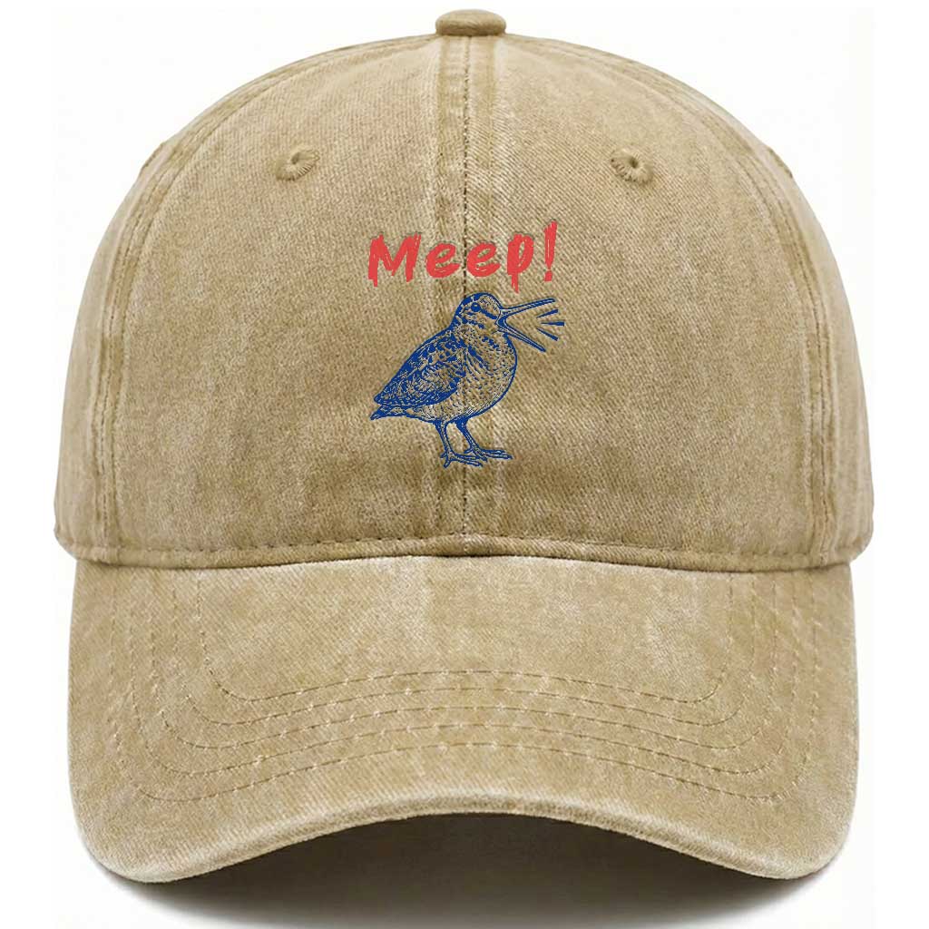 Meep Woodcock Washed Cotton Baseball Cap Cute Bird Meme TS14 Print Your Wear