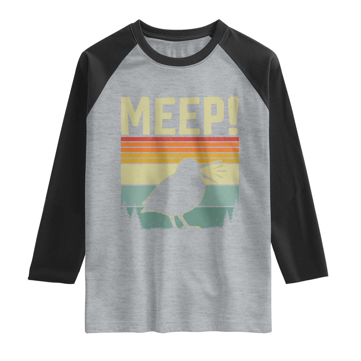 Meep Woodcock Raglan Shirt Funny Nature Lover TS14 Heather Gray Black Print Your Wear