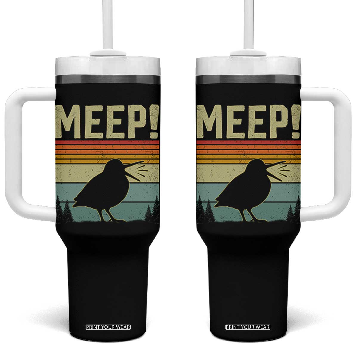 Meep Woodcock Tumbler With Handle Funny Nature Lover TS14 One Size: 40 oz Black Print Your Wear