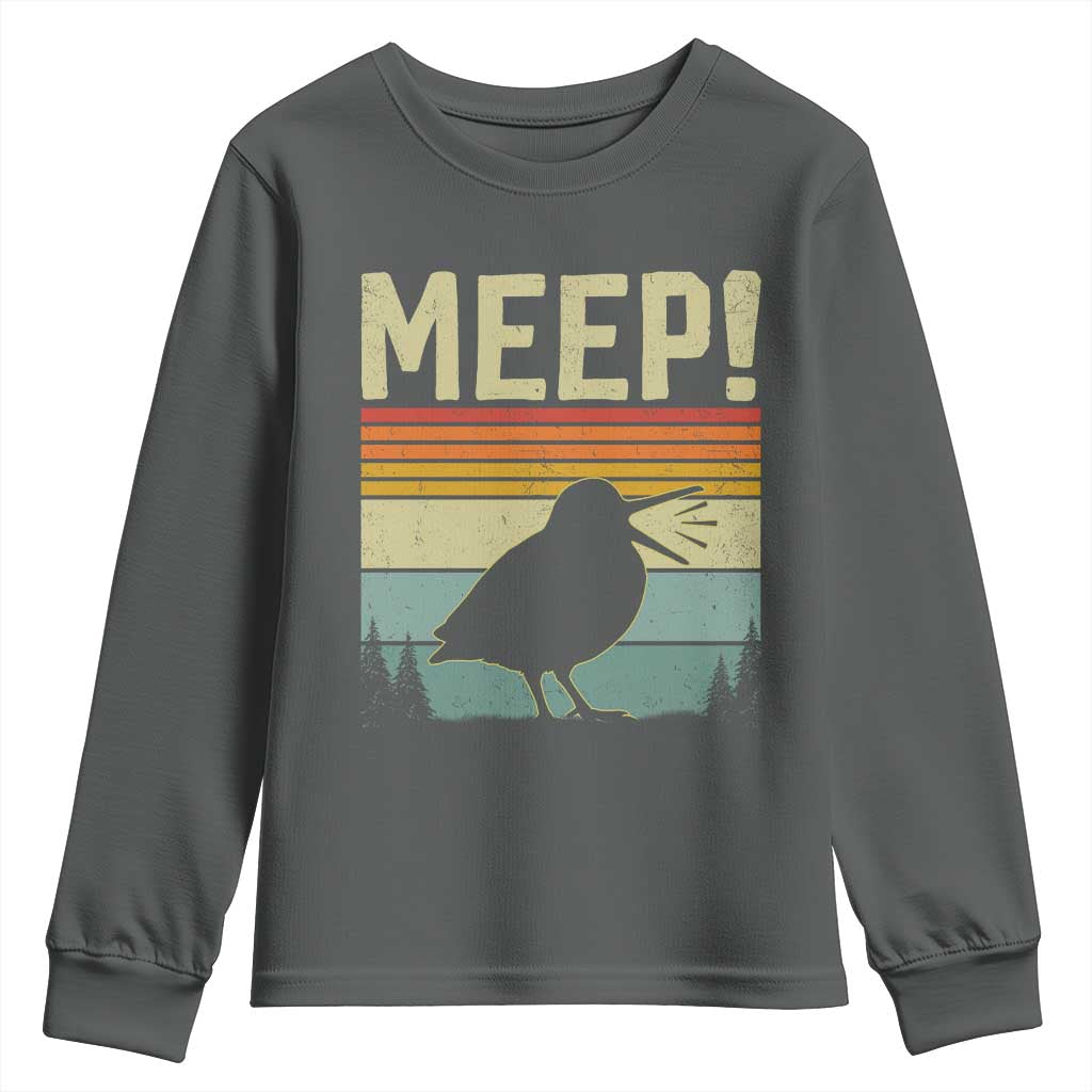 Meep Woodcock Youth Sweatshirt Funny Nature Lover TS14 Dark Heather Print Your Wear