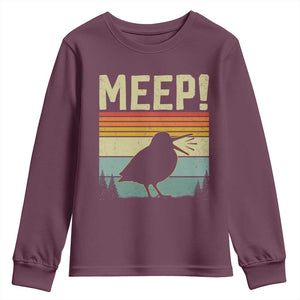 Meep Woodcock Youth Sweatshirt Funny Nature Lover TS14 Maroon Print Your Wear