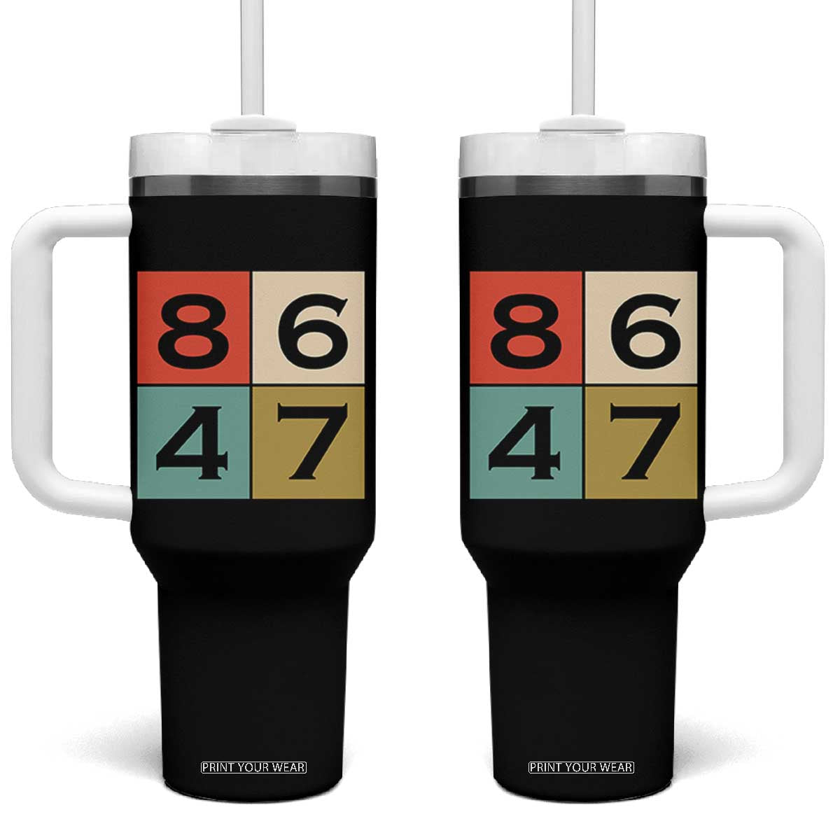 Retro Vintage 8647 Tumbler With Handle Classic Vintage 80s Style TS14 One Size: 40 oz Black Print Your Wear
