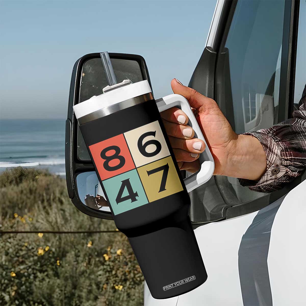 Retro Vintage 8647 Tumbler With Handle Classic Vintage 80s Style TS14 Print Your Wear