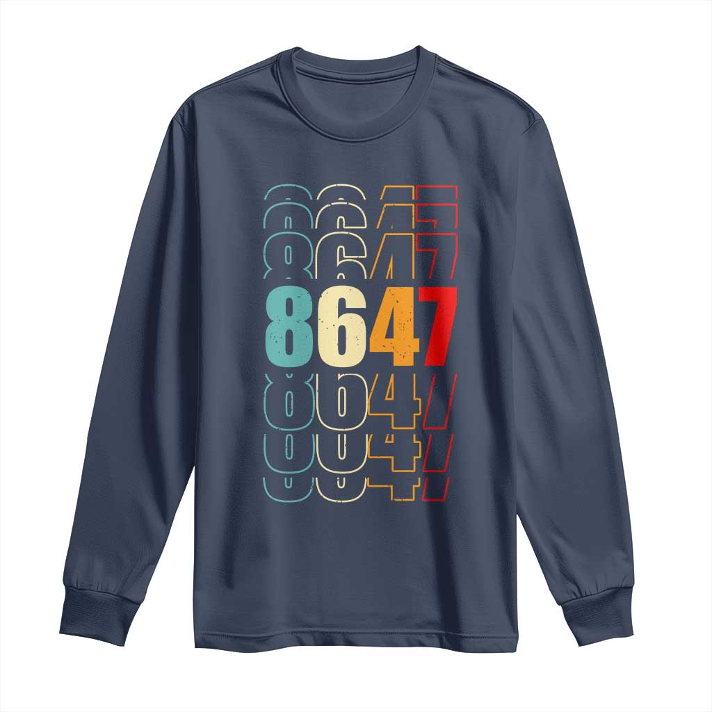 Retro Vintage 8647 Long Sleeve Shirt Subtle Anti FDT TS14 Navy Print Your Wear