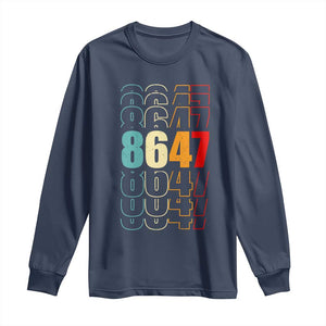 Retro Vintage 8647 Long Sleeve Shirt Subtle Anti FDT TS14 Navy Print Your Wear