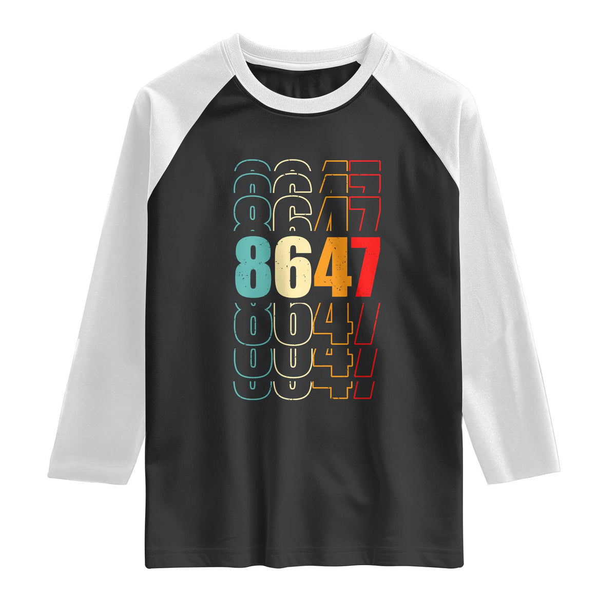 Retro Vintage 8647 Raglan Shirt Subtle Anti FDT TS14 Black White Print Your Wear