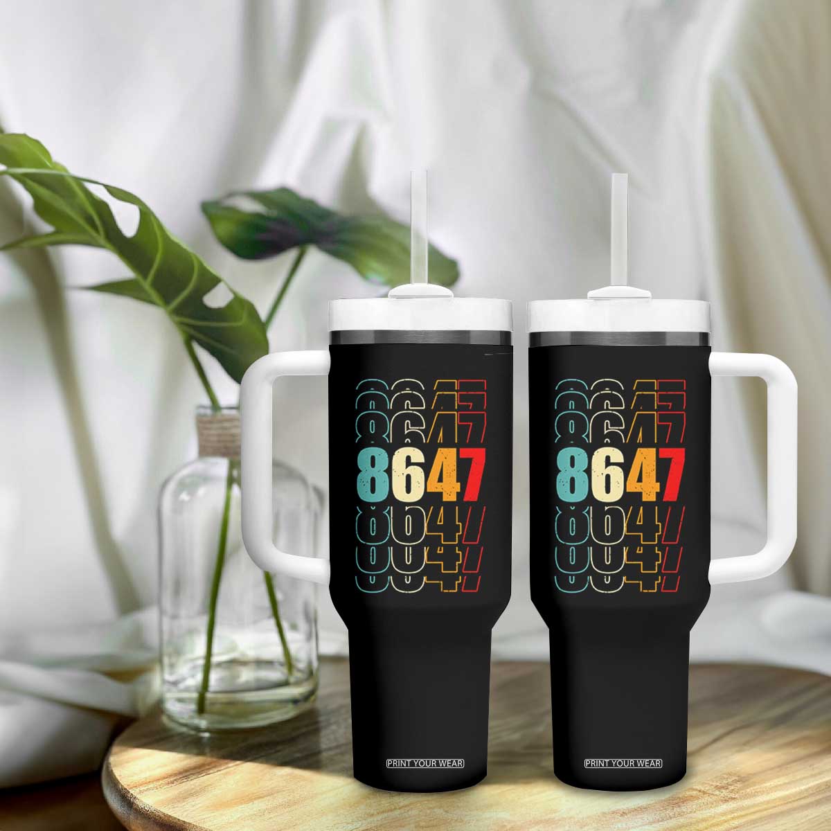 Retro Vintage 8647 Tumbler With Handle Subtle Anti FDT TS14 Print Your Wear