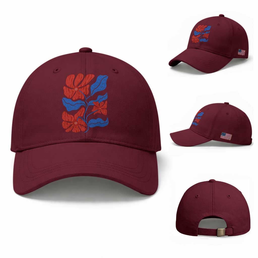 86 47 Boho Floral Matisse Baseball Cap No Kings Oligarchy FDT Political Protest TS14 Baseball Cap Universal Fit Maroon Print Your Wear