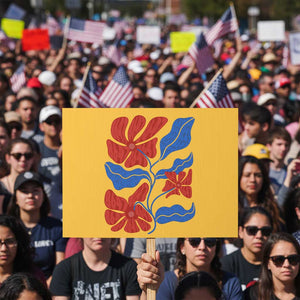 86 47 Boho Floral Matisse Protest Sign No Kings Oligarchy FDT Political Protest TS14 Horizontal 18" × 24" Yellow Print Your Wear