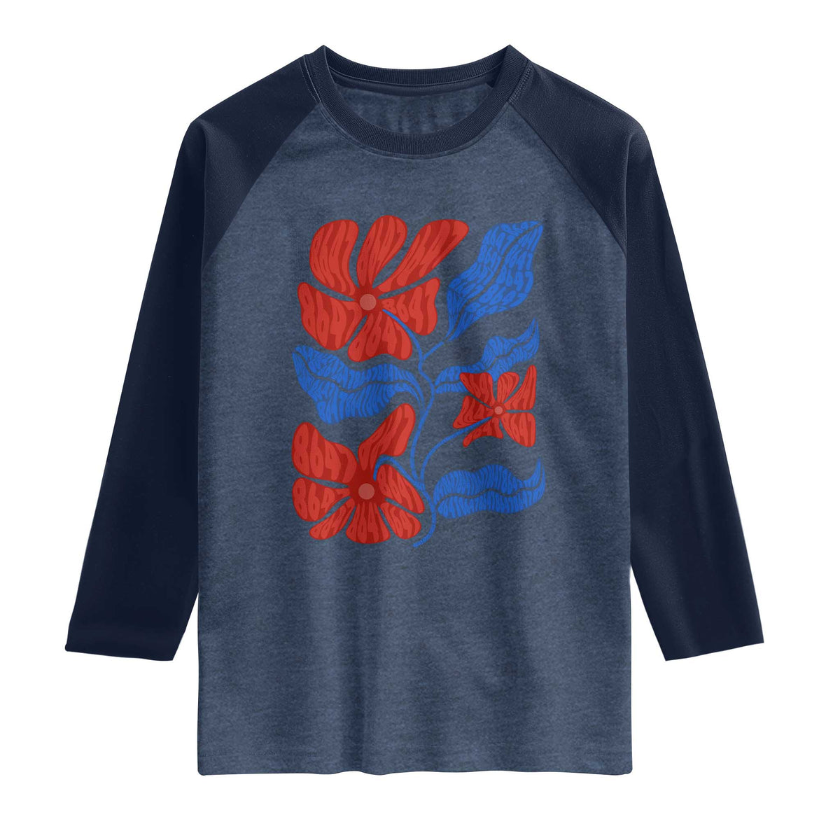 86 47 Boho Floral Matisse Raglan Shirt No Kings Oligarchy FDT Political Protest TS14 Heather Denim Navy Print Your Wear