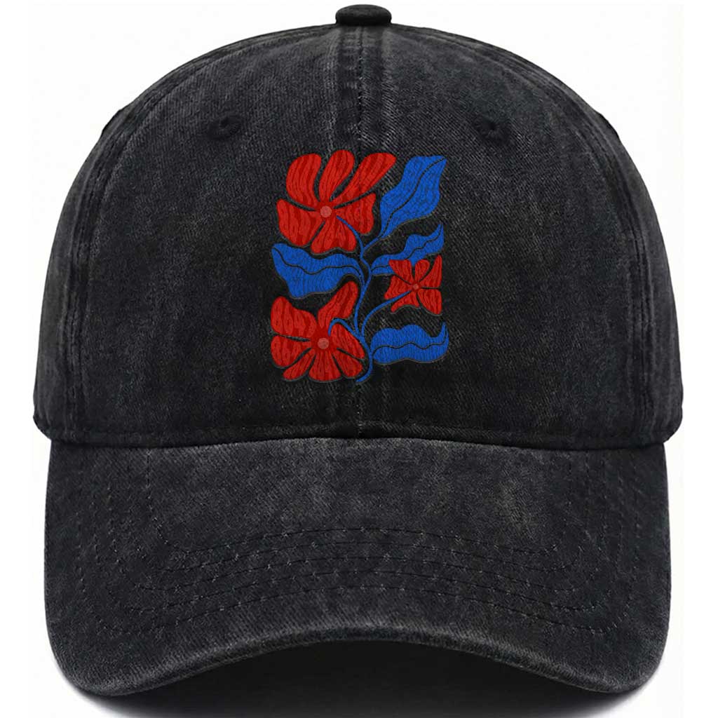 86 47 Boho Floral Matisse Washed Cotton Baseball Cap No Kings Oligarchy FDT Political Protest TS14 Print Your Wear
