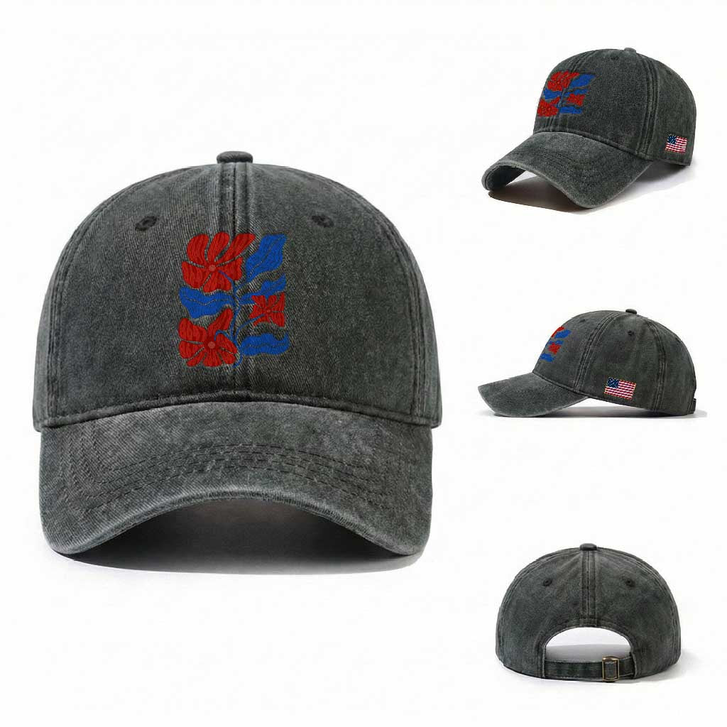86 47 Boho Floral Matisse Washed Cotton Baseball Cap No Kings Oligarchy FDT Political Protest TS14 Washed Cap Universal Fit Dark Green Print Your Wear