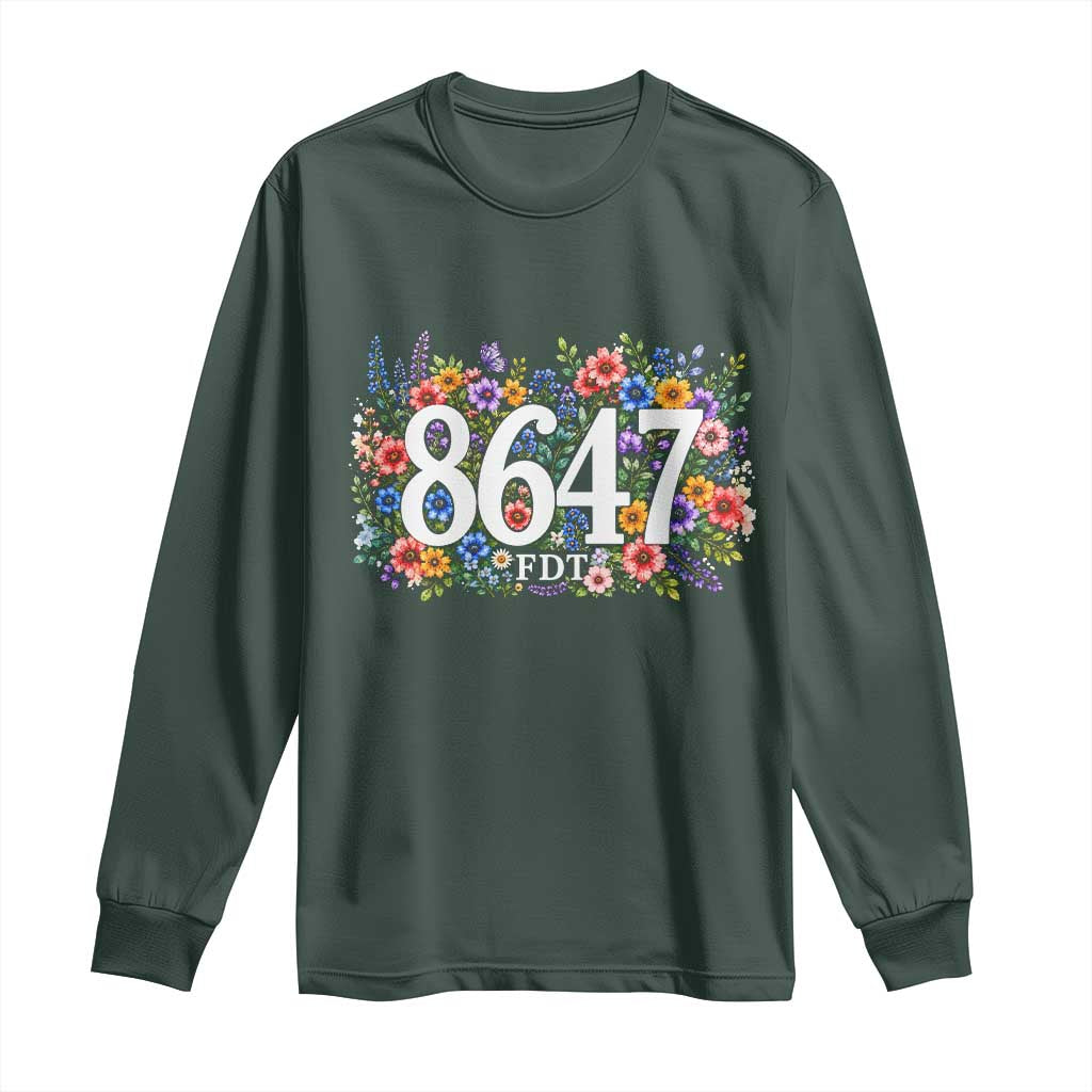 86 47 Floral Boho Style Long Sleeve Shirt Subtle FDT TS14 Dark Forest Green Print Your Wear