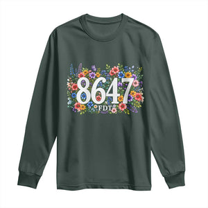 86 47 Floral Boho Style Long Sleeve Shirt Subtle FDT TS14 Dark Forest Green Print Your Wear