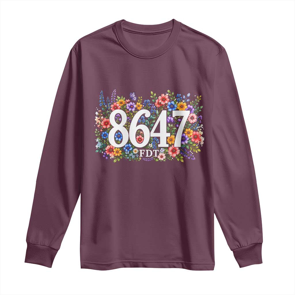 86 47 Floral Boho Style Long Sleeve Shirt Subtle FDT TS14 Maroon Print Your Wear