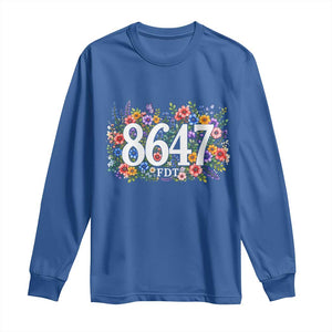 86 47 Floral Boho Style Long Sleeve Shirt Subtle FDT TS14 Royal Blue Print Your Wear
