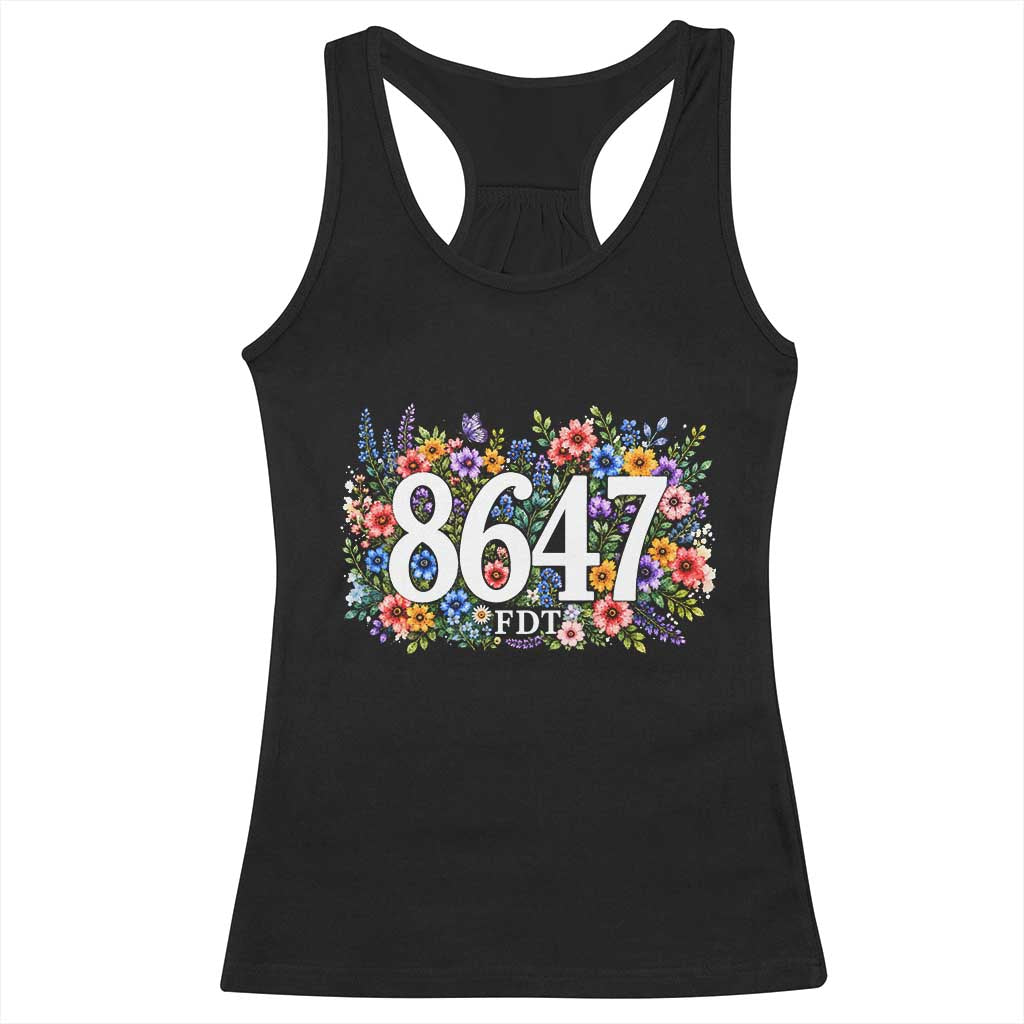 86 47 Floral Boho Style Racerback Tank Top Subtle FDT TS14 Black Print Your Wear