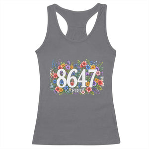 86 47 Floral Boho Style Racerback Tank Top Subtle FDT TS14 Charcoal Print Your Wear