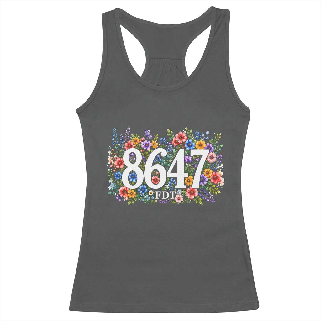 86 47 Floral Boho Style Racerback Tank Top Subtle FDT TS14 Dark Heather Print Your Wear