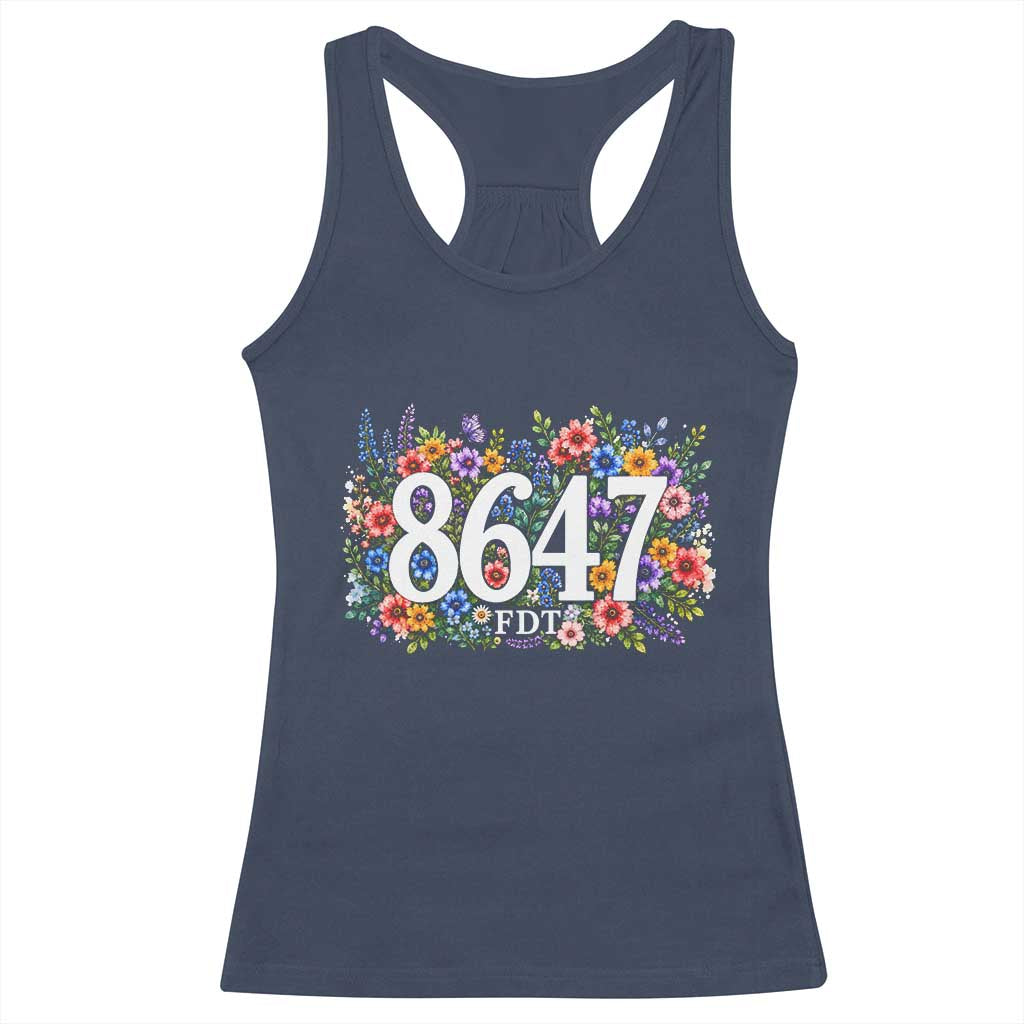 86 47 Floral Boho Style Racerback Tank Top Subtle FDT TS14 Navy Print Your Wear