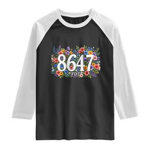 86 47 Floral Boho Style Raglan Shirt Subtle FDT TS14 Black White Print Your Wear