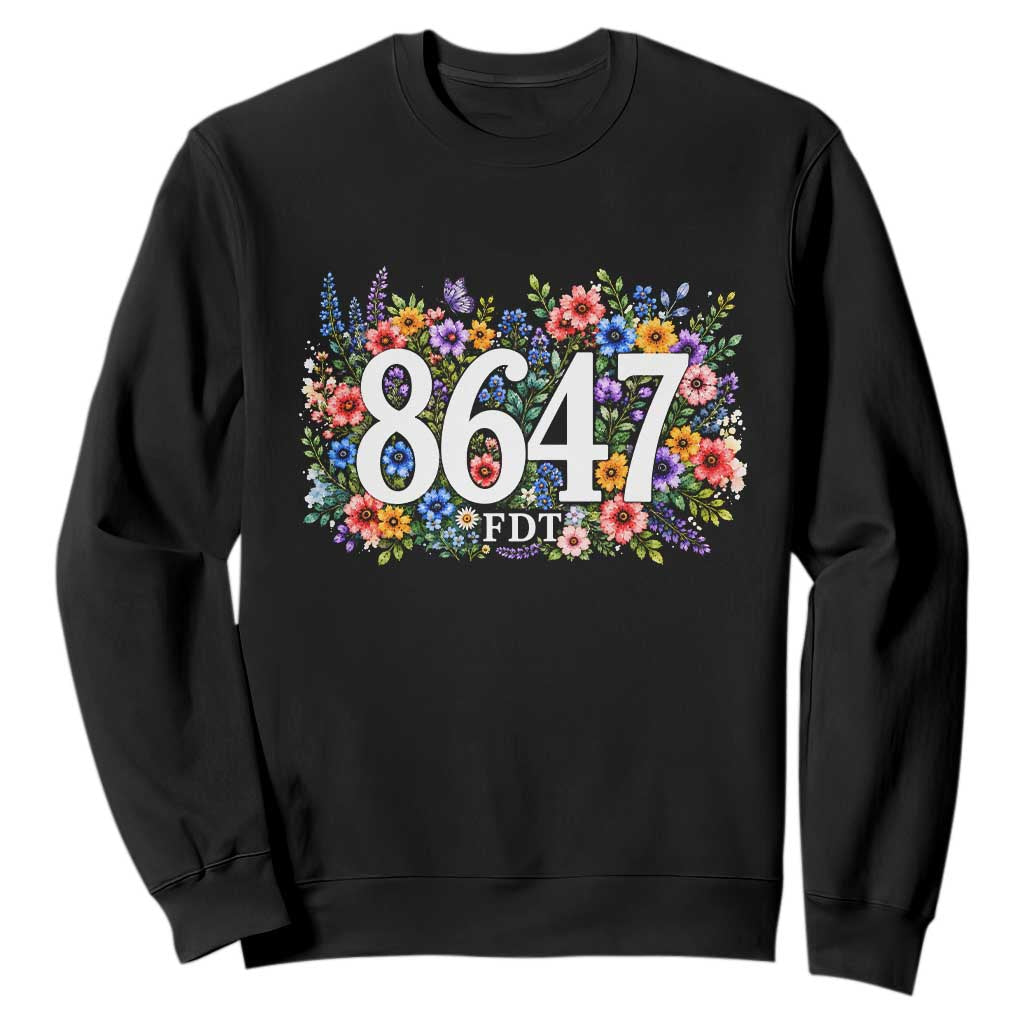 86 47 Floral Boho Style Sweatshirt Subtle FDT TS14 Black Print Your Wear