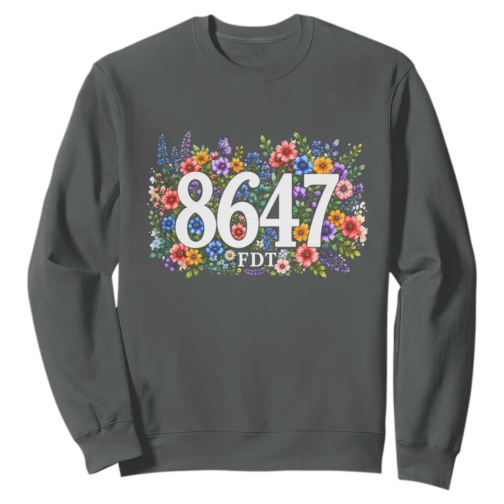 86 47 Floral Boho Style Sweatshirt Subtle FDT TS14 Dark Heather Print Your Wear
