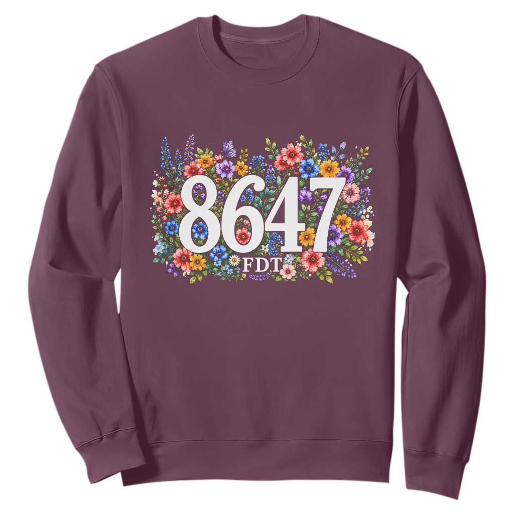 86 47 Floral Boho Style Sweatshirt Subtle FDT TS14 Maroon Print Your Wear