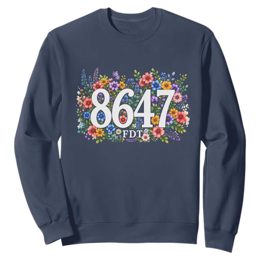 86 47 Floral Boho Style Sweatshirt Subtle FDT TS14 Navy Print Your Wear