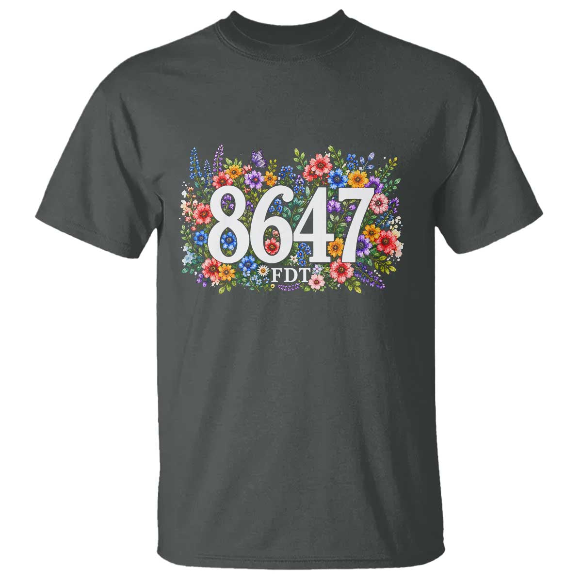 86 47 Floral Boho Style T Shirt Subtle FDT TS14 Dark Heather Print Your Wear