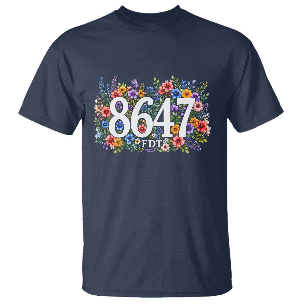 86 47 Floral Boho Style T Shirt Subtle FDT TS14 Navy Print Your Wear