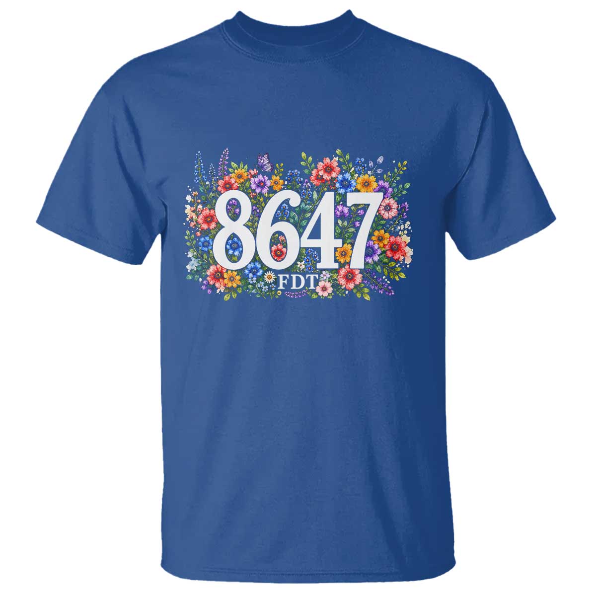 86 47 Floral Boho Style T Shirt Subtle FDT TS14 Royal Blue Print Your Wear